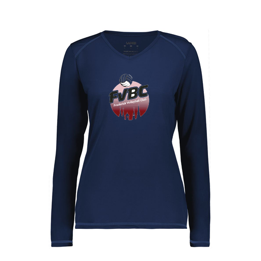[6847.065.XS-LOGO1] Women's SoftTouch Long Sleeve (Female Adult XS, Navy, Logo 1)