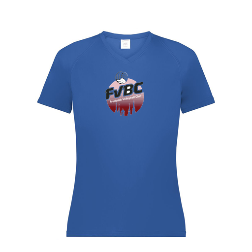 [2792.060.XS-LOGO1] Ladies Smooth Sport V-Neck T-Shirt (Female Adult XS, Royal, Logo 1)