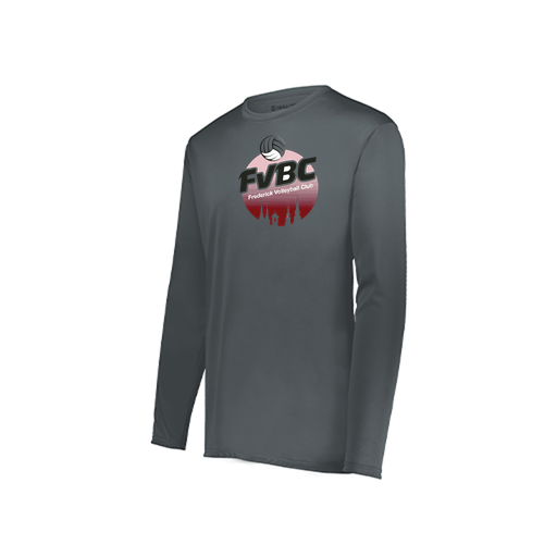 [222823.059.S-LOGO1] Youth LS Smooth Sport Shirt (Youth S, Gray, Logo 1)