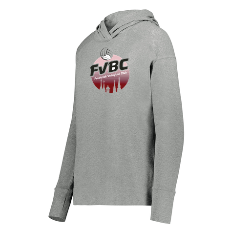 [222798-SIL-FAXS-LOGO1] Ladies Ventura Thin Knit Hoodie (Female Adult XS, Silver, Logo 1)